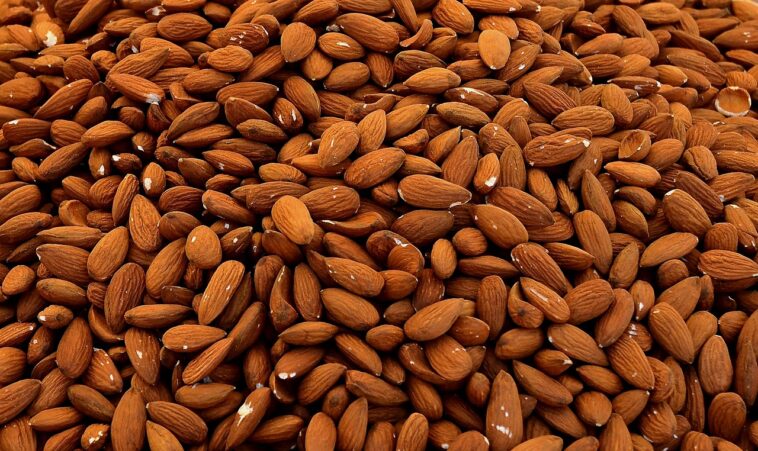 almonds, kernels, nuts
